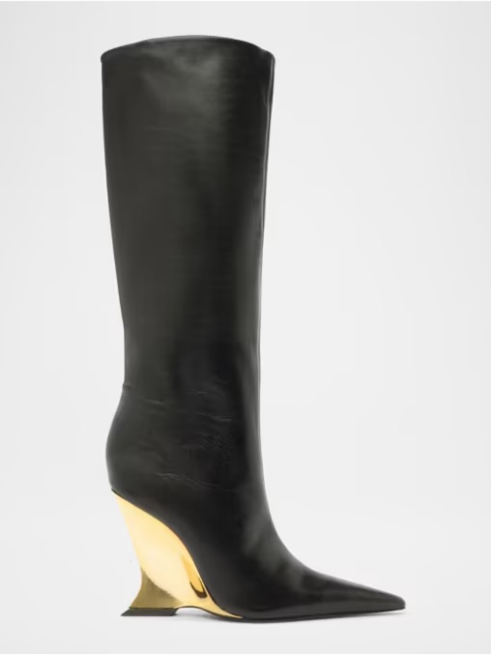 Siena Black and Gold Leather Knee-High Wedge Boots
Schutz size 6.5 - Picture 7 of 8